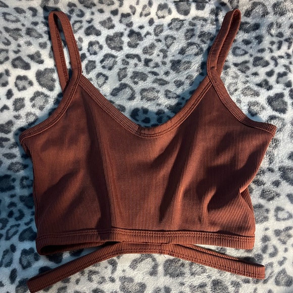 Shein Cut Out Ribbed Cropped Tank Top Burnt Orange Extra Small - Picture 2 of 3